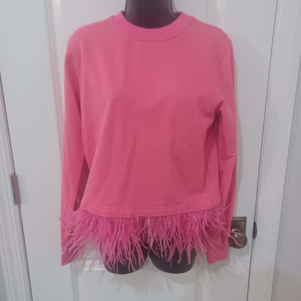 Robert Rodriguez Pink Ostrich trimmed top, XS